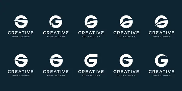 Soyut G harfi logo şablonu seti. Moda, otomotiv ve finans sektörleri için simgeler