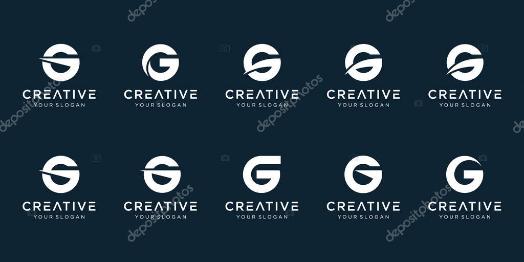 Set of abstract initial letter G logo template. icons for business of fashion, automotive, financial
