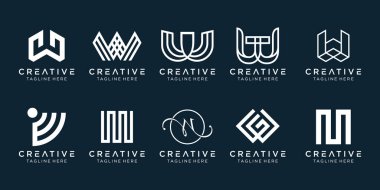 Koleksiyon baş harfleri W logo tasarım şablonu. Moda, dijital, teknoloji, basit iş simgeleri.
