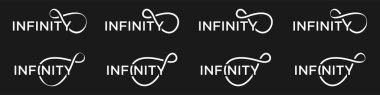 Sonsuzluk logosu tasarımı, kelime imi sonsuzluk simgesi kombinasyonu, vektör illüstrasyonu