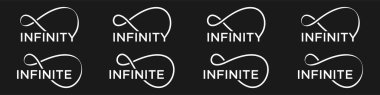 Sonsuzluk logosu tasarımı, kelime imi sonsuzluk simgesi kombinasyonu, vektör illüstrasyonu