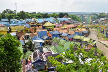 View of Colorful Jodipan village (Kampung Warna Warni Jodipan) in Malang, East Java, Indonesia