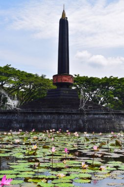 View of Malang Tugu Square with beautiful garden Lotus Flower park is located in front of City Hall (Balai Kota Malang).