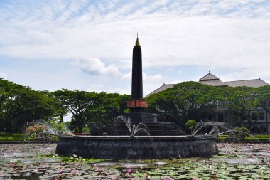 View of Malang Tugu Square with beautiful garden Lotus Flower park is located in front of City Hall (Balai Kota Malang).