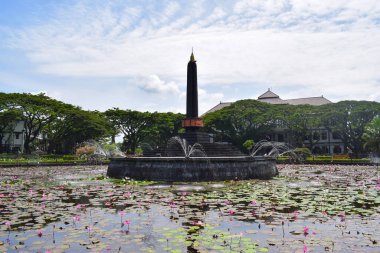 View of Malang Tugu Square with beautiful garden Lotus Flower park is located in front of City Hall (Balai Kota Malang).
