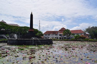View of Malang Tugu Square in front of City Hall, the main landmark of Malang City in East Java, Indonesia