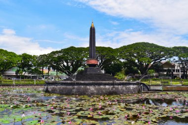 View of Malang Tugu Square in front of City Hall, the main landmark of Malang City in East Java, Indonesia