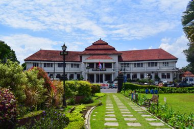 View of Malang Tugu Square with beautiful garden Lotus Flower park is located in front of City Hall (Balai Kota Malang).