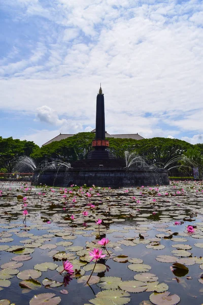View of Malang Tugu Square with beautiful garden Lotus Flower park is located in front of City Hall (Balai Kota Malang).