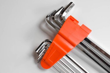 A set of allen, hex keys,Allen key or Hexagonal key also called inbus lock. Hand Mechanic Tools Hexagonal L Key. Wrench Complete Set isolated on white background