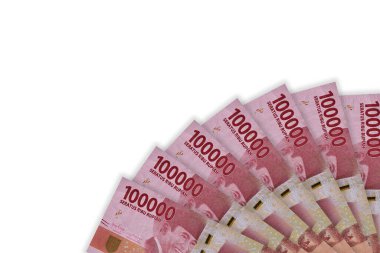 Indonesian rupiah banknotes series with the value of one hundred thousand rupiah IDR 100000 issue 2016. One hundred thousand rupiahs. Copy space, money concept