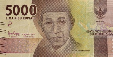 Dr. K.H. Idham Chalid Portrait from Indonesian 5000 Rupiah 2016 Banknotes. Indonesian Money