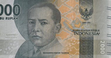 Mohammad Hoesni Thamrin, Portrait from Indonesia 2000 Rupiah 2016 Banknotes. Old Indonesian rupiah banknotes series