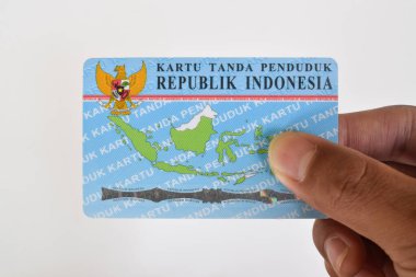 Pasuruan, Indonesia - November 2, 2022 : KTP Kartu Tanda Penduduk (Indonesian Identity Card). isolated on white background