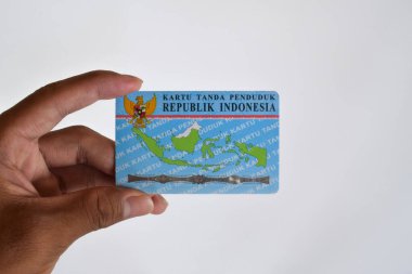 Pasuruan, Indonesia - November 2, 2022 : KTP Kartu Tanda Penduduk (Indonesian Identity Card). isolated on white background