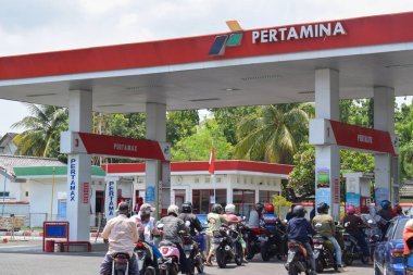 Pasuruan, 31 October 2022 - Pertamina refueling station building, gas station in the morning. PERTAMINA, largest producer and exporter of Liquefied Natural Gas (LNG).