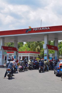 Pasuruan, 31 October 2022 - Pertamina refueling station building, gas station in the morning. PERTAMINA, largest producer and exporter of Liquefied Natural Gas (LNG).