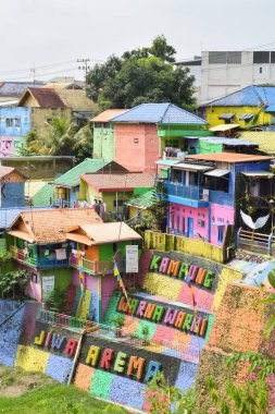 Malang, 07 Desember 2022 - View of Colorful Jodipan village (Kampung Warna Warni Jodipan) in Malang, East Java, Indonesia