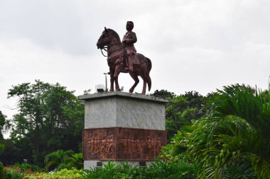 Malang, 07 Desember 2022 - Statue of General Sudirman Riding a Horse is located in Malang City East Java, Indonesia, Asia