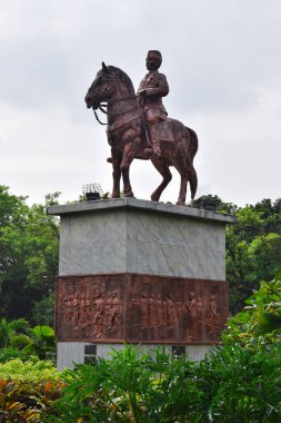 Malang, 07 Desember 2022 - Statue of General Sudirman Riding a Horse is located in Malang City East Java, Indonesia, Asia