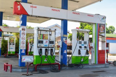 Pasuruan, 12 January 2023 - Pertamina gas stations are no longer in use. Pertamina refueling station building. PERTAMINA, largest producer and exporter of Liquefied Natural Gas (LNG).