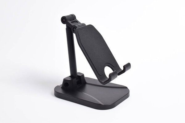 Phone holder stand that can be adjusted to height angle isolated on white background. holder for phone, phone stand, mount, universal