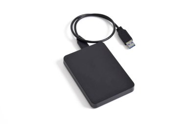 USB kablosu beyaz arkaplanda izole edilmiş Harici Disk Sürücüsü. usb bağlantısıyla Harici HDD