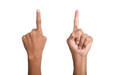 Bir numaralı işaret parmağı beyaz arkaplanda izole edildi