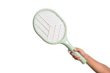 Beyaz arka planda Elektronik Sivrisinekleri öldüren el ele tutuşmalar