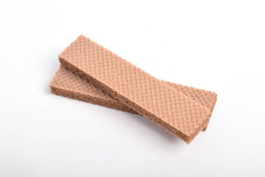 Beyaz arka planda çikolatalı gofretler