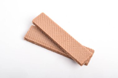 Beyaz arka planda çikolatalı gofretler