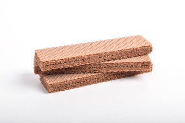 Beyaz arkaplanda izole çikolatalı gofretler