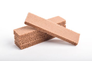 Beyaz arkaplanda izole çikolatalı gofretler