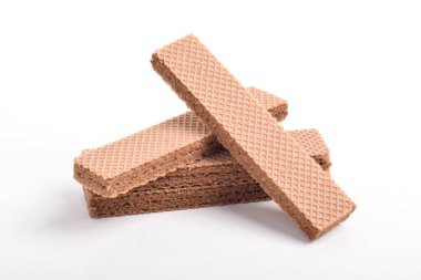 Beyaz arkaplanda izole çikolatalı gofretler