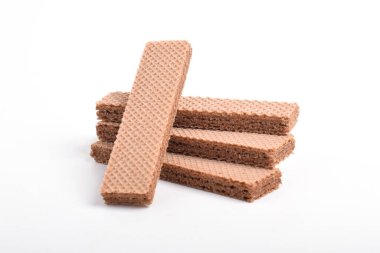 Beyaz arkaplanda izole çikolatalı gofretler