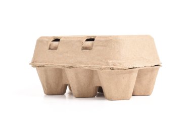 Kapalı yumurta kutusu beyaz arka planda izole edildi. Yumurta kutusu, kutu, tepsi ya da kap