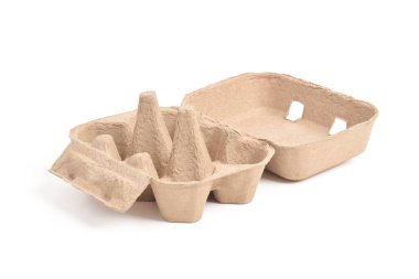 Yumurta kutusu beyaz arka planda izole edildi. Yumurta kutusu, kutu, tepsi ya da kap