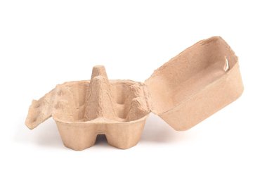 Yumurta kutusu beyaz arka planda izole edildi. Yumurta kutusu, kutu, tepsi ya da kap