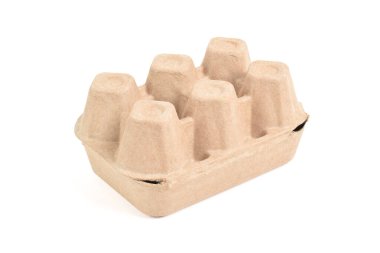 Kapalı yumurta kutusu beyaz arka planda izole edildi. Yumurta kutusu, kutu, tepsi ya da kap