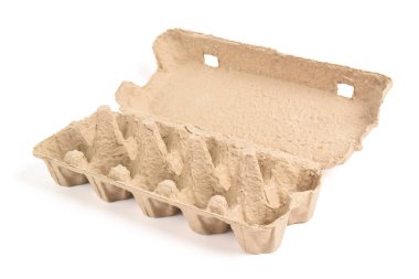 Yumurta kutusu beyaz arka planda izole edildi. Yumurta kutusu, kutu, tepsi ya da kap