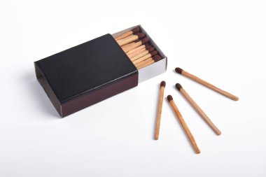 Beyaz arkaplanda izole edilmiş kibrit kutusu