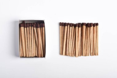 Beyaz arka planda izole kibrit kutusu, ateşleme, güvenlik ve ev konsepti için.