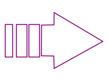 beyaz arkaplanda mor ok simgesi