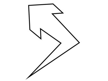 Beyaz arkaplanda izole edilmiş siyah ve beyaz yıldırım vektörü çizimi