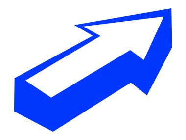 Düz simge sembolünün ince çizgi biçiminden ok aşağı simgesi. vektör sembolü, mavi renk, beyaz arkaplan.