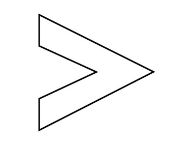 Ok aşağı simgesi. İnce çizgi tasarımı. Vektör çizimi. düz renk