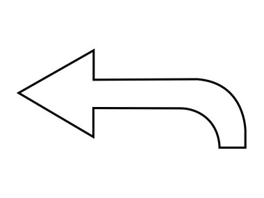 Ok aşağı simgesi. İnce çizgi tasarımı. Vektör çizimi. düz renk