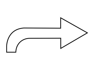 Ok aşağı simgesi. İnce çizgi tasarımı. Vektör çizimi. düz renk