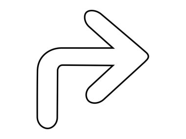 Ok aşağı simgesi. İnce çizgi tasarımı. Vektör çizimi. düz renk