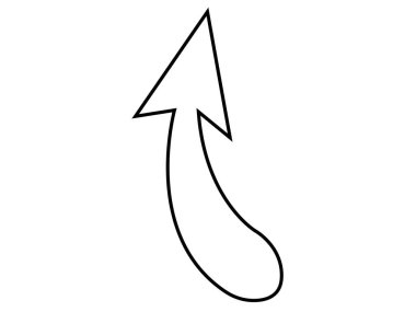 Ok aşağı simgesi. İnce çizgi tasarımı. Vektör çizimi. düz renk